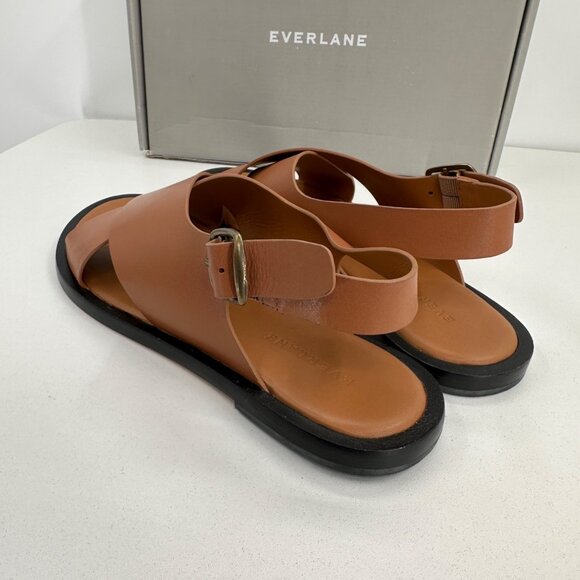 Everlane The City Crossover Sandals size 9 Desert Tan Leather Ankle Strap Buckle - Picture 5 of 10